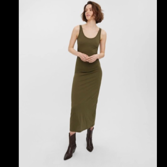 Vero Moda Dresses & Skirts - Vero Moda Scoopneck Military Green Tank Style Maxi Dress